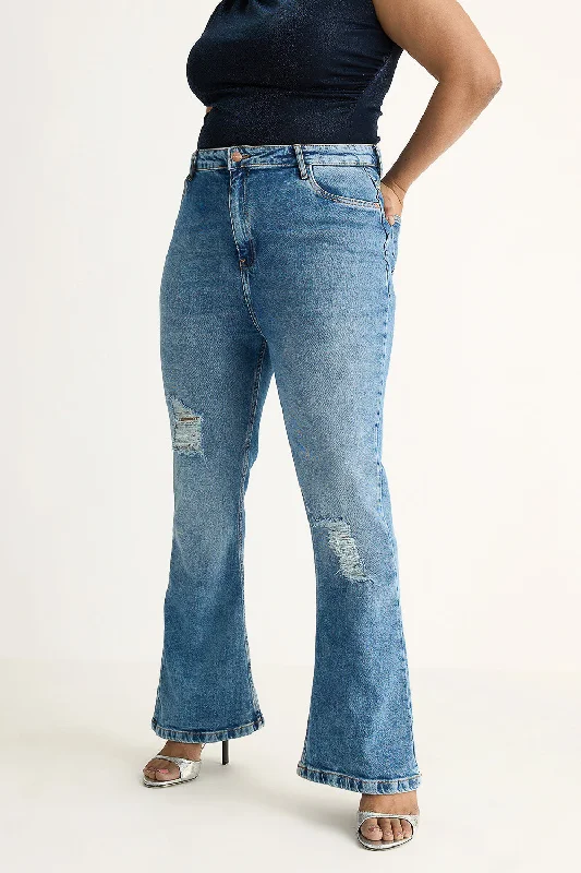 Breezy Comfort Radiant Curve Distressed Bootcut Jeans