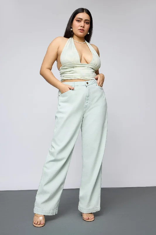 Warm Layers Retro Blue High Waist Curve Mom Fit Jeans