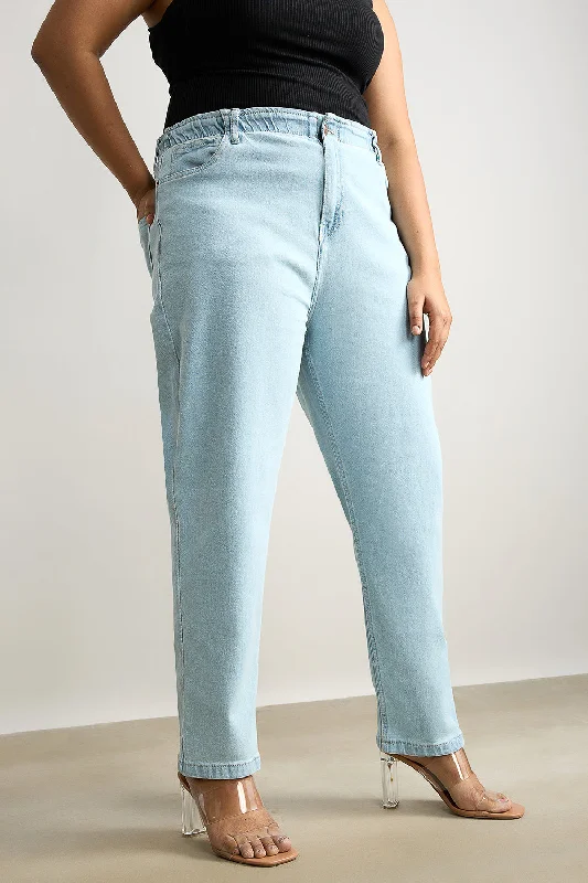 Cozy Fit Wear Stretchy Light Wash Mom Jeans