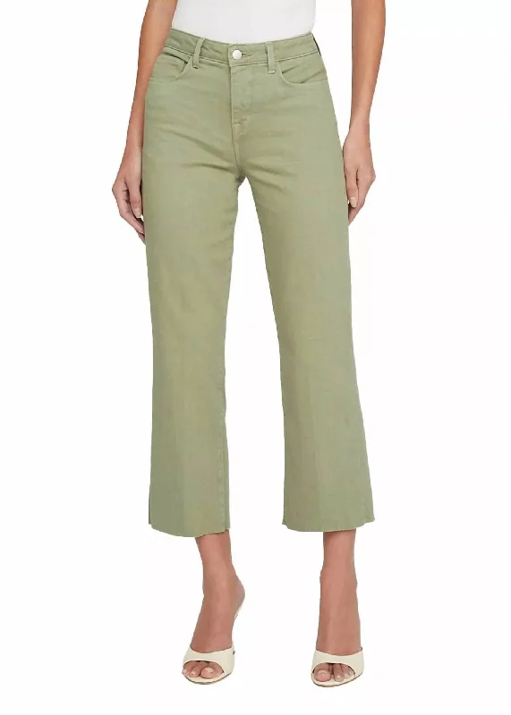 Integrated Design Wanda High Rise Crop Wide Leg Jean In Soft Army