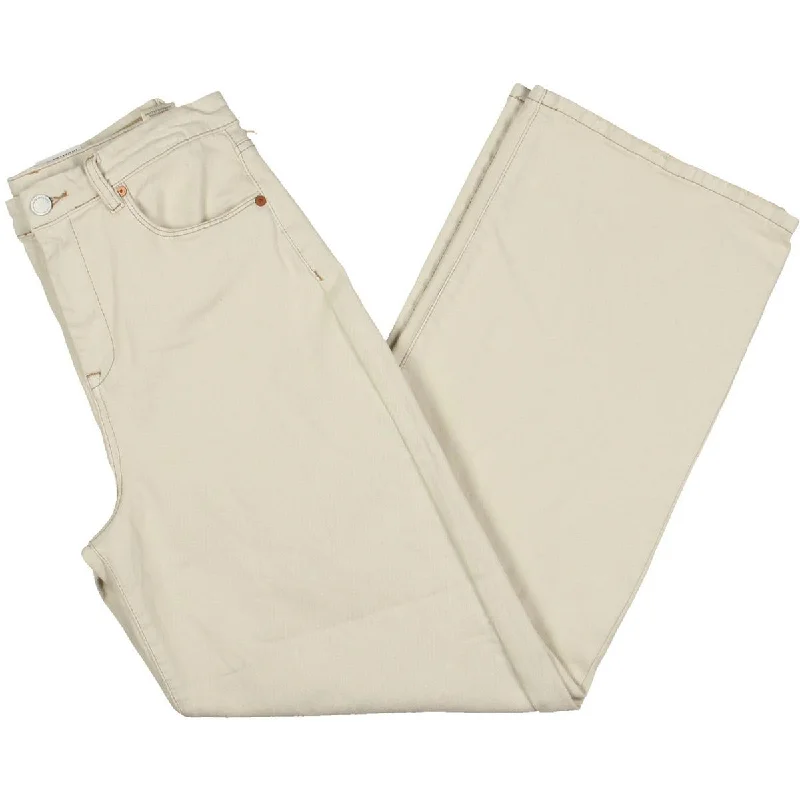 Slim Fit Womens Mid Rise Casual Wide Leg Jeans