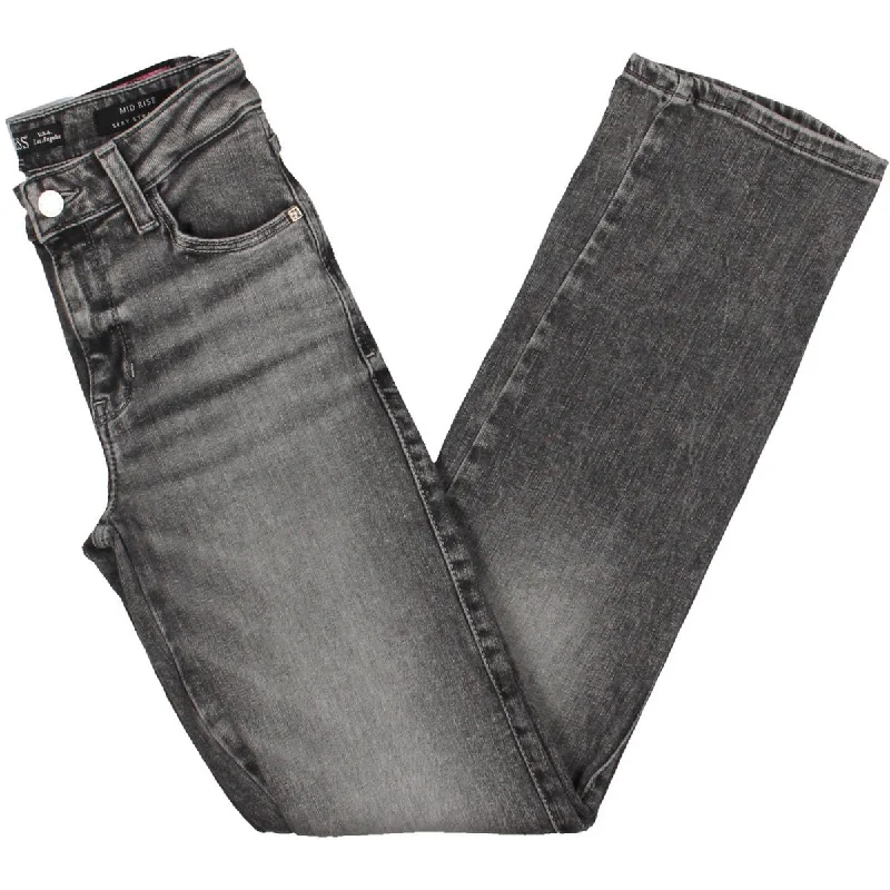 Simple Chic Womens Mid Rise Stretch Straight Leg Jeans