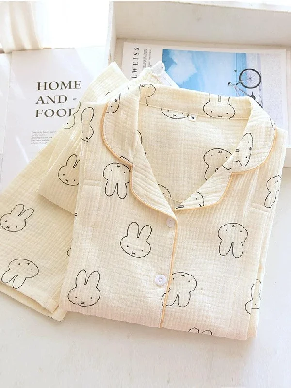 Loose Fit Bunny Cotton Crepe Nightsuits