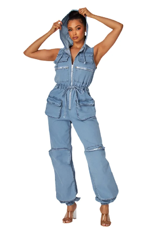 Sports And Leisure Cargo Hoodie Jumpsuit