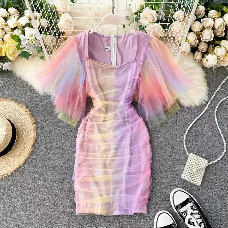 Versatile Outfits Holographic Tulle Dress