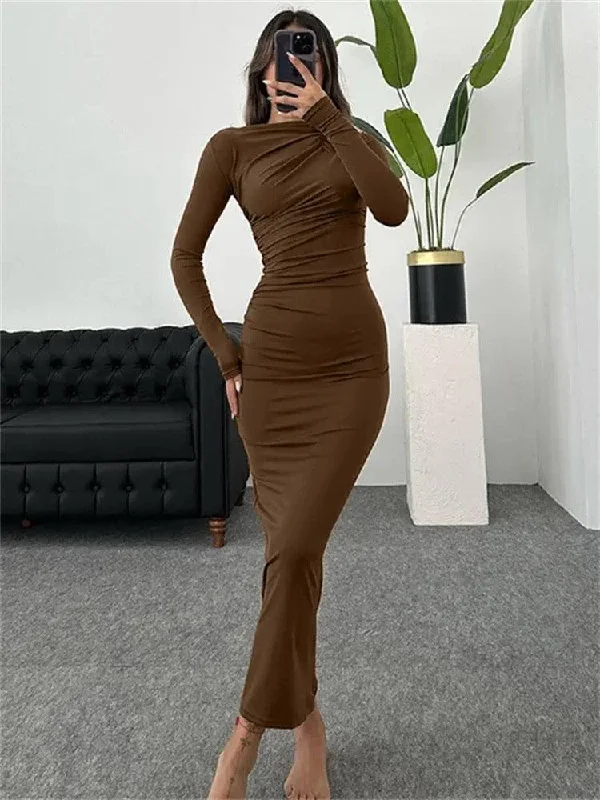 Must-have For Autumn And Winter Mariam Luxe Pleated Maxi Dress