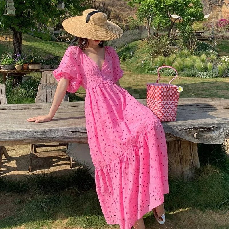 Soft Wearables Nelly Summer Maxi Dress in Pink