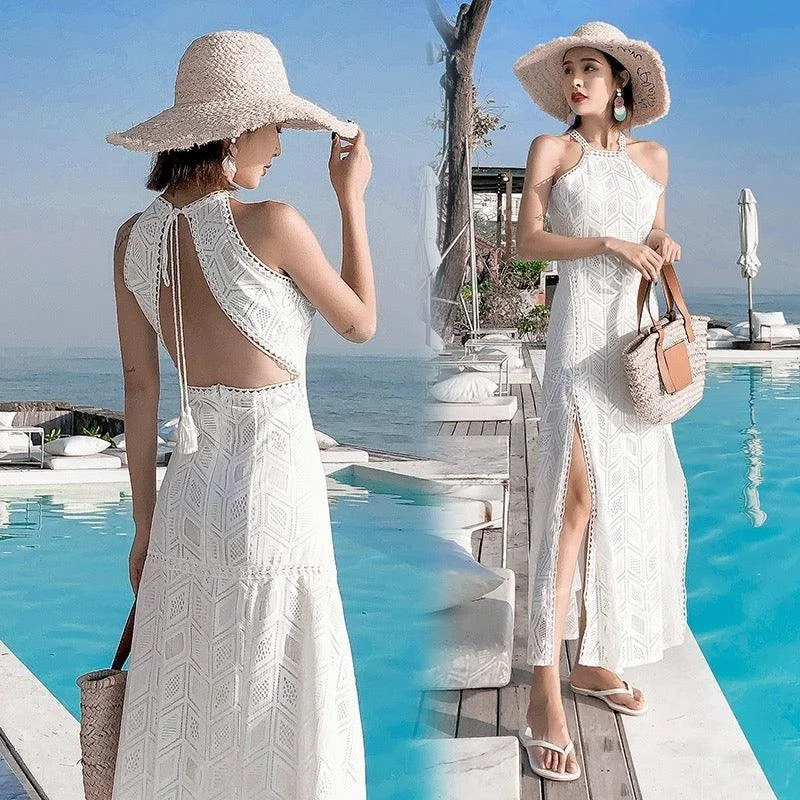Cozy Layers Rubecca Slit Maxi Dress in White
