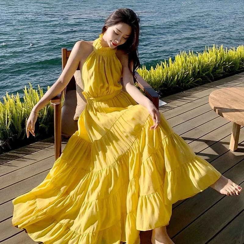Comfortable Series Saz Summer Maxi Dress in Yellow
