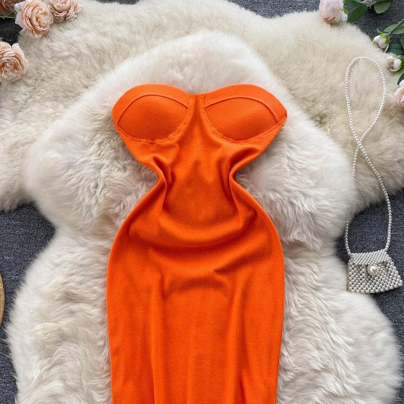 Energy Wear Suzie Tube Bodycon Dress In Orange