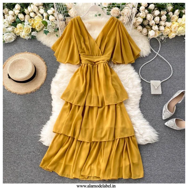Trendy Comfort Wear Taurel Flutter Sleeve Dress