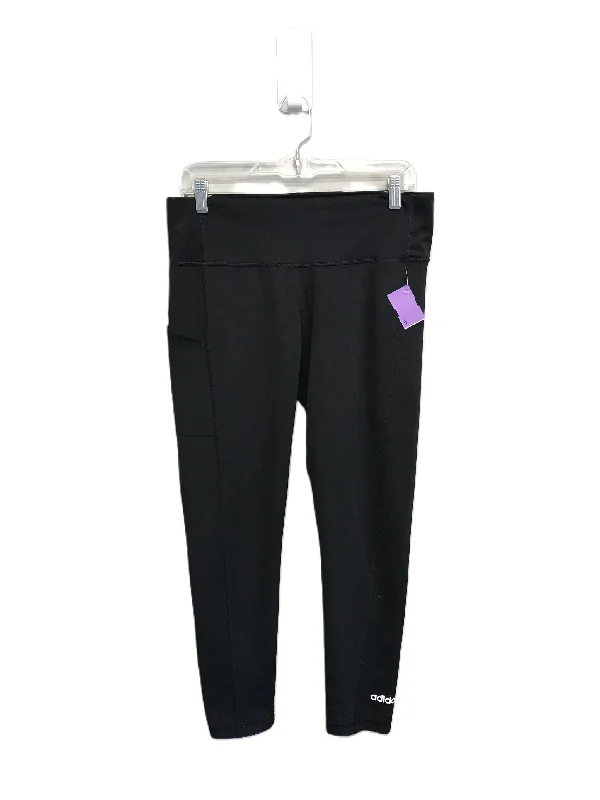 Playful Style Black Athletic Leggings By Adidas, Size: L