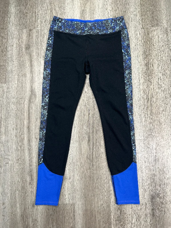 Fresh And Natural Black & Blue Athletic Leggings Gaiam, Size L