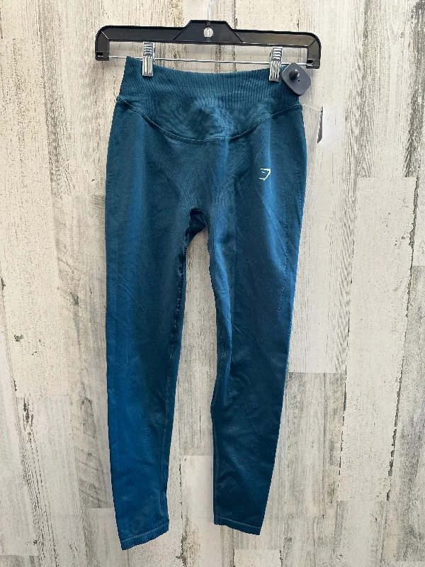 Warm Wear Blue Athletic Leggings Gym Shark, Size S