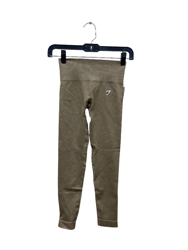 British Style Brown Athletic Leggings Gym Shark, Size Xs