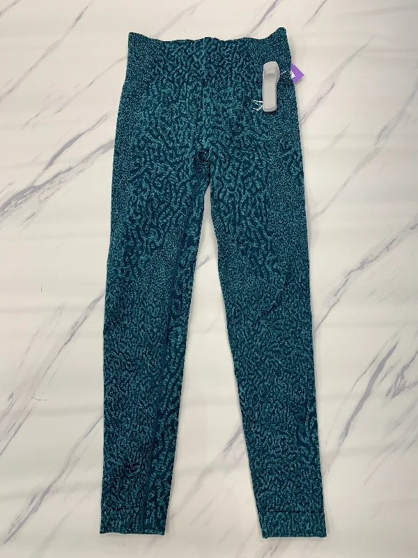 Soft Fashion Green Athletic Leggings Gym Shark, Size M