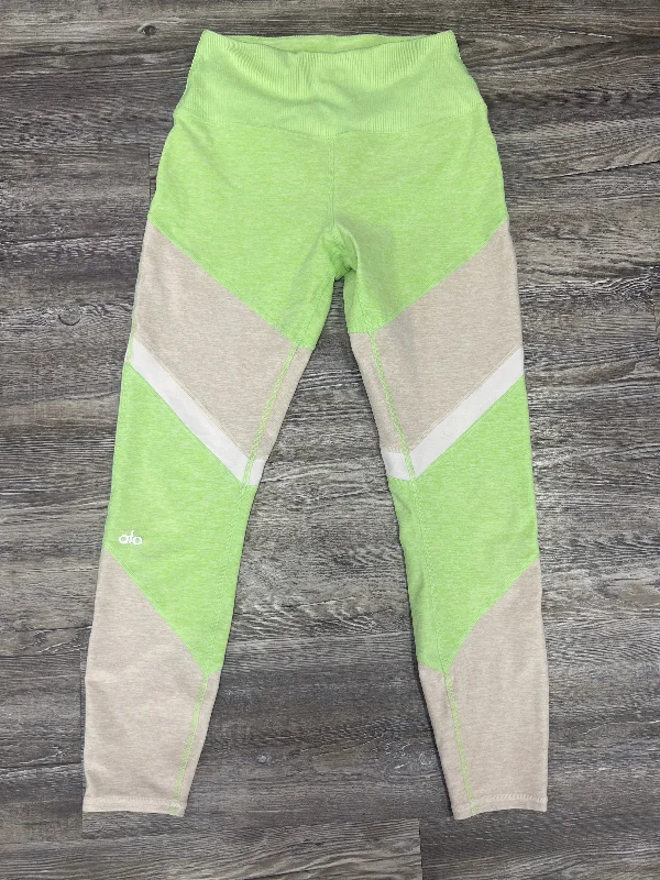 Casual Comfort Wear Green & Tan Athletic Leggings Alo, Size S
