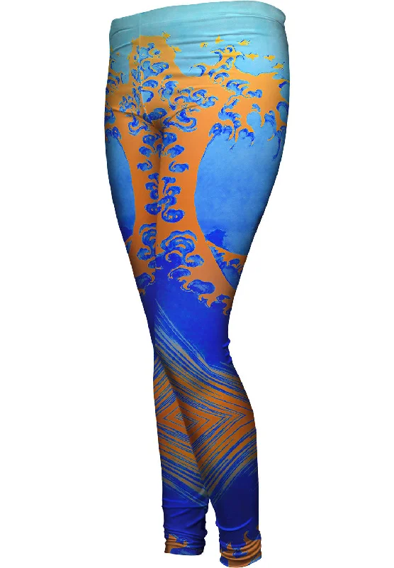Comfy Chic Pop Art Hokusai - "The Great Wave Orange Blue " (1830)