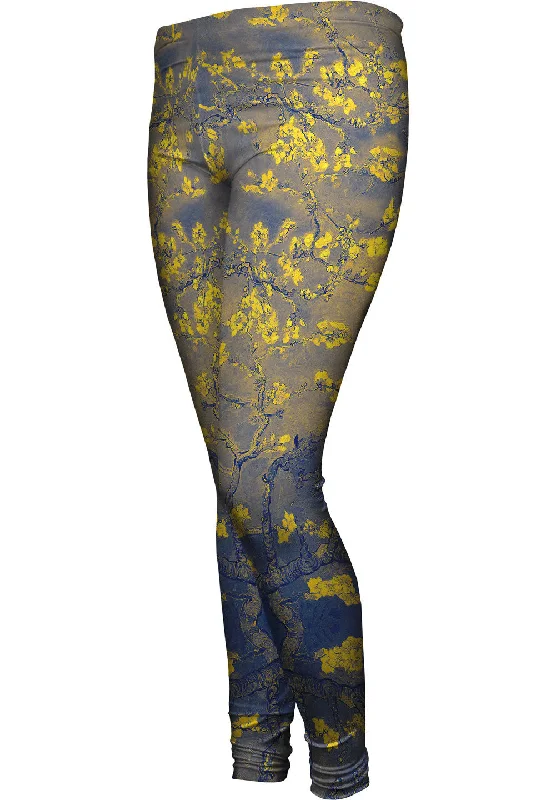 Cozy Footwear Pop Art - "Van Gogh Blossoming Navy Gold" (1890)