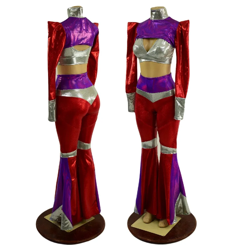 Comfortable Series 3PC Aquarius Solar Flares, Starlette Bralette, and Color Blocked Bolero Set