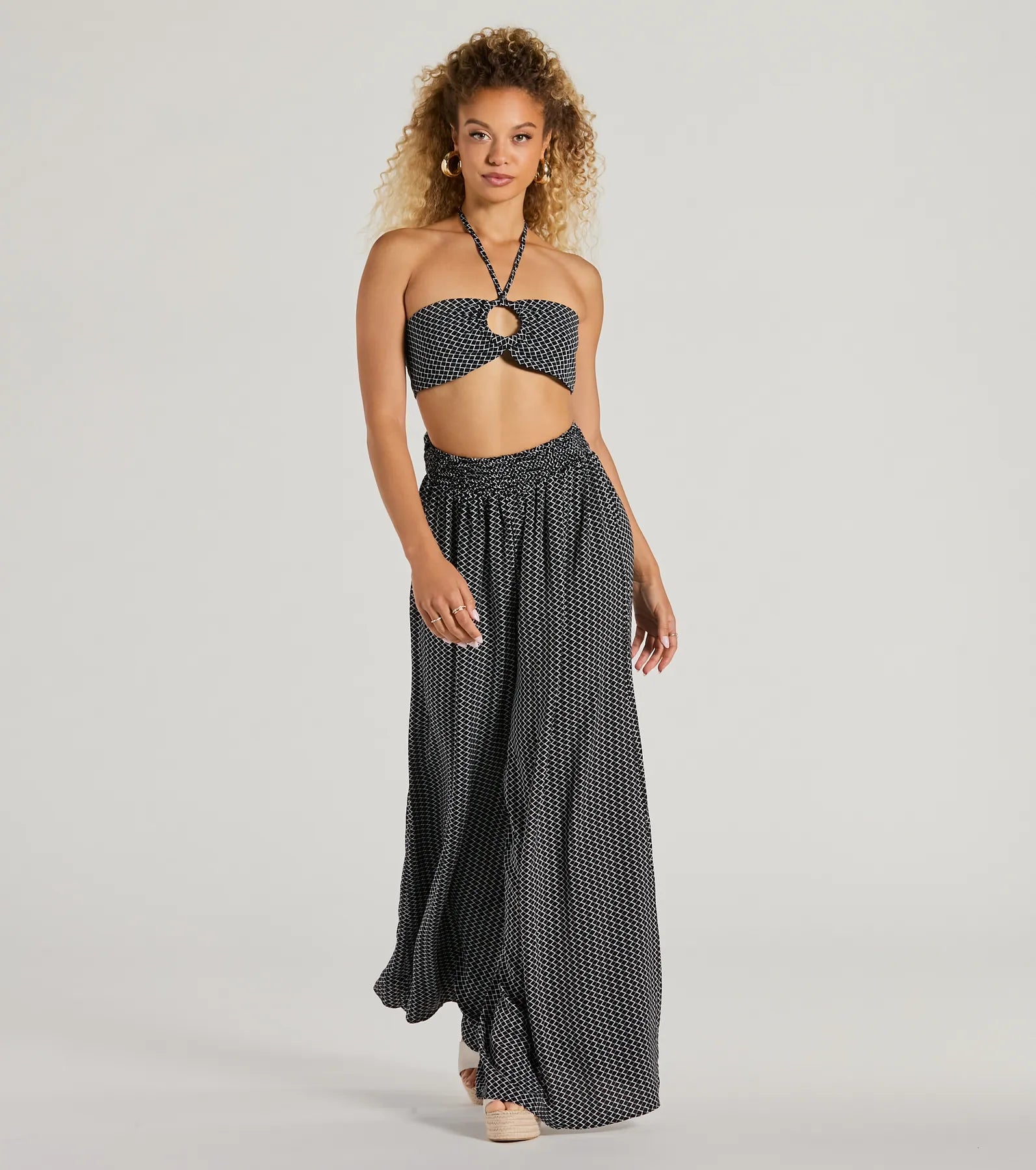 Versatile Comfort All Set Up High Rise Geometric Palazzo Pants