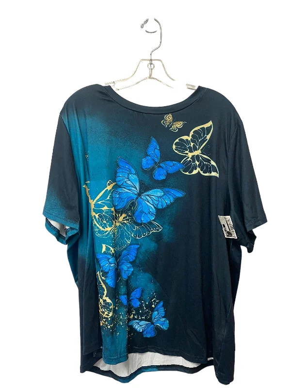 Breezy Outfits Animal Print Top Short Sleeve Shein, Size 4x