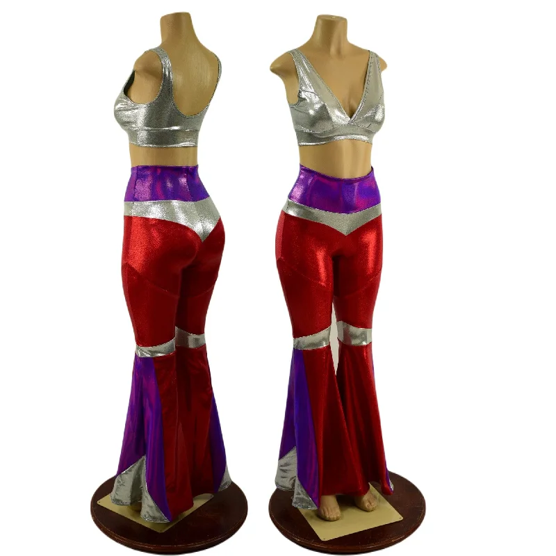 Elegant Design Aquarius Solar Flares and Starlette Bralette in Red, Grape and Platinum