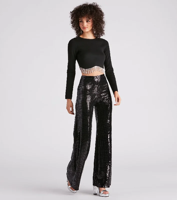 New Autumn And Winter Styles At Midnight Sequin Wide Leg Pants