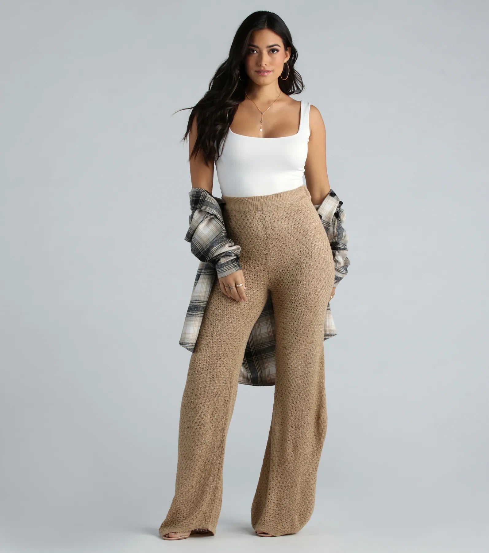 Unique Prints Autumn Chill Crochet Wide-Leg Pants
