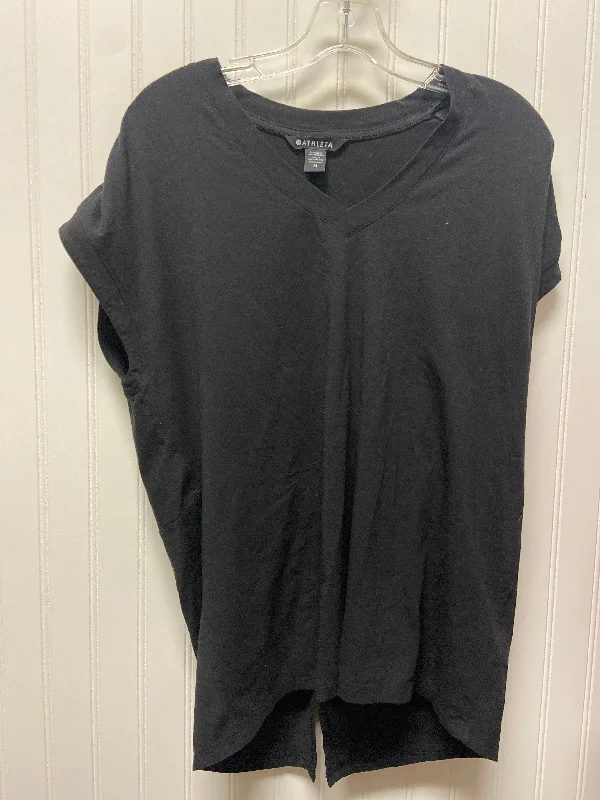 Simple Solid Color Black Athletic Top Short Sleeve Athleta, Size M