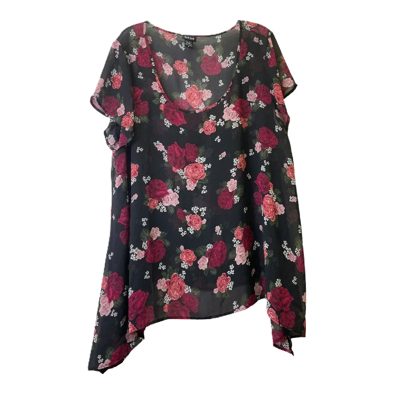 Weekend Style Black & Red Top Short Sleeve By Torrid, Size: 2x