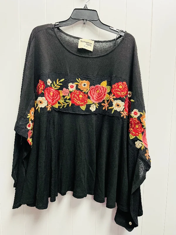 Soft Relaxation Wear Black & Red Tunic Short Sleeve Savanna Jane, Size 3x