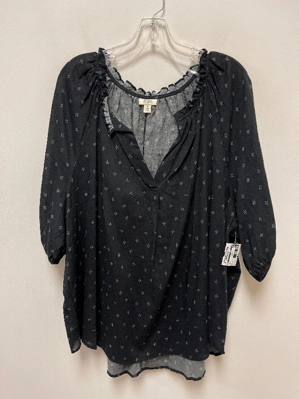 Soft Looks Black Top Short Sleeve Ana, Size 3x