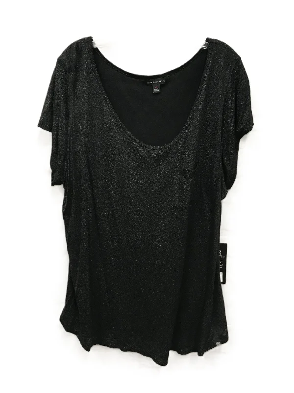 Design Trend Black Top Short Sleeve Basic By Rock And Republic, Size: 1x