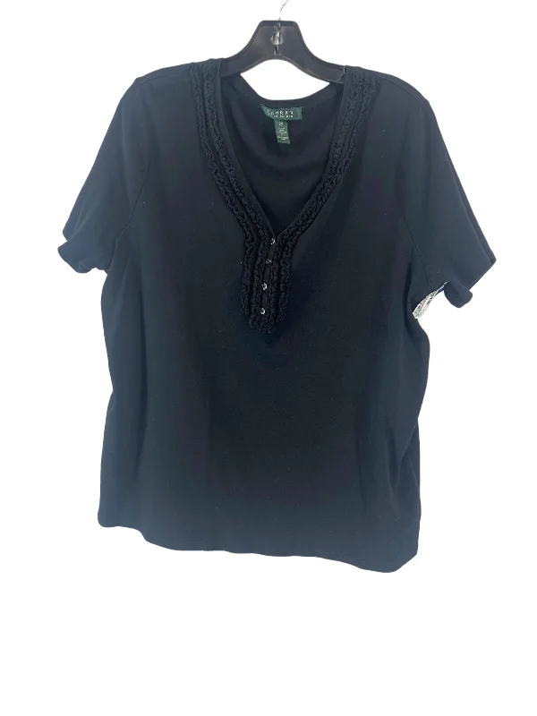Lounge Wear Black Top Short Sleeve Lauren By Ralph Lauren, Size 2x