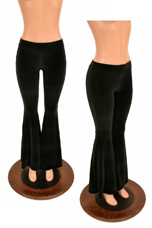 Relaxed Clothing Black Velvet High Waist Solar Flares