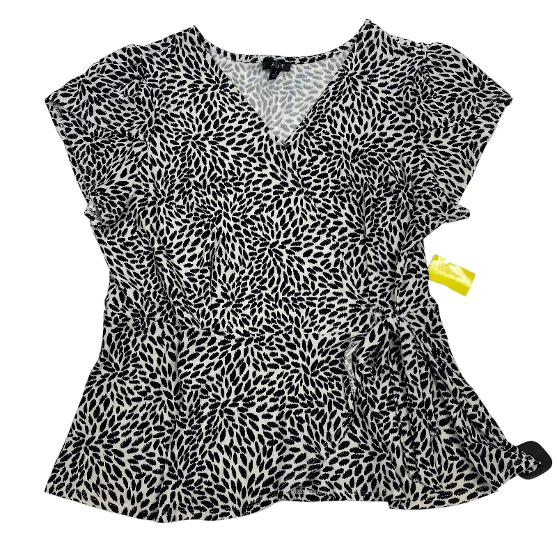 Casual Street Black & White Top Short Sleeve Auw, Size 3x