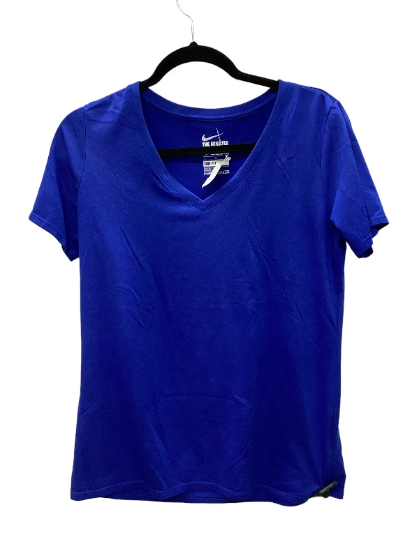 Sports Series Blue Athletic Top Short Sleeve Nike Apparel, Size L