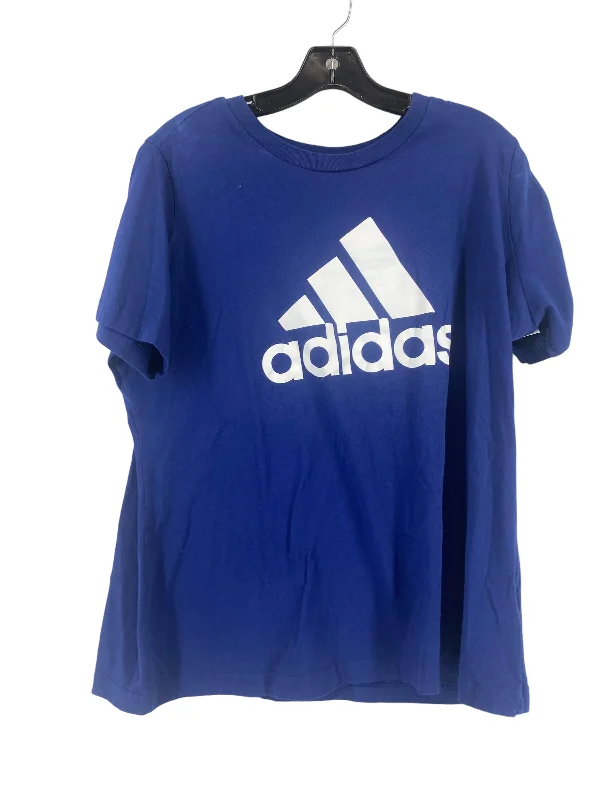 Elegant Style Blue Top Short Sleeve Adidas, Size 2x