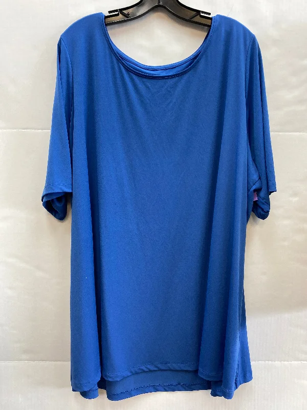 Breezy Comfort Blue Top Short Sleeve Susan Graver, Size 3x