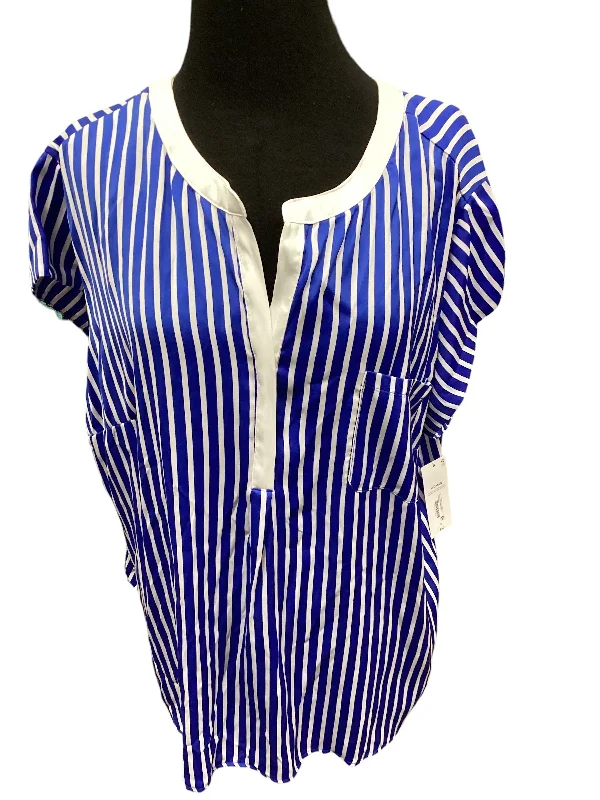 Personalized Wear Blue & White Top Short Sleeve Liz Claiborne, Size 2x