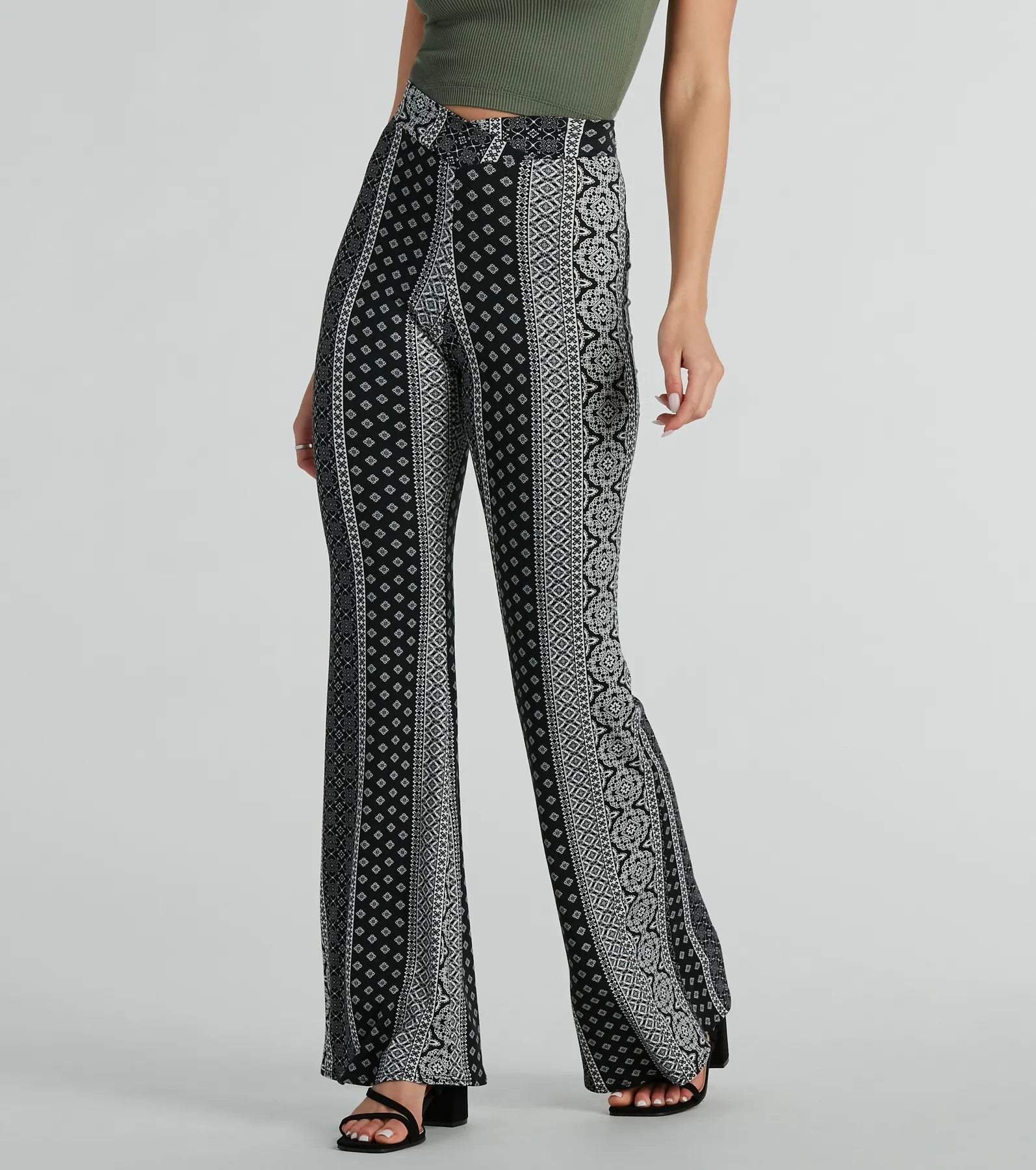 Versatile Style Breezy Vibes Boho Print Knit Flare Pants