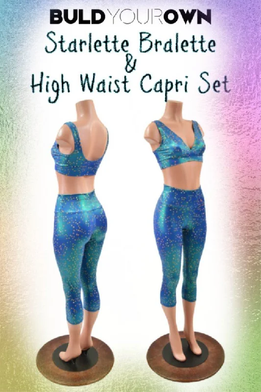 Tropical Style Build Your Own Starlette Bralette & High Waist Capri Leggings Set