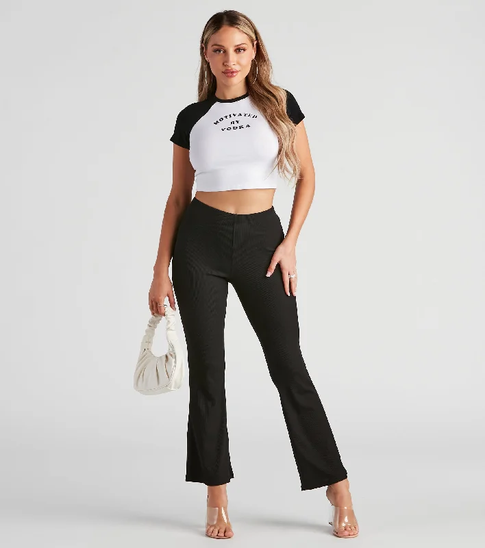 Printed Patterns Casual Days Ribbed Knit Pants