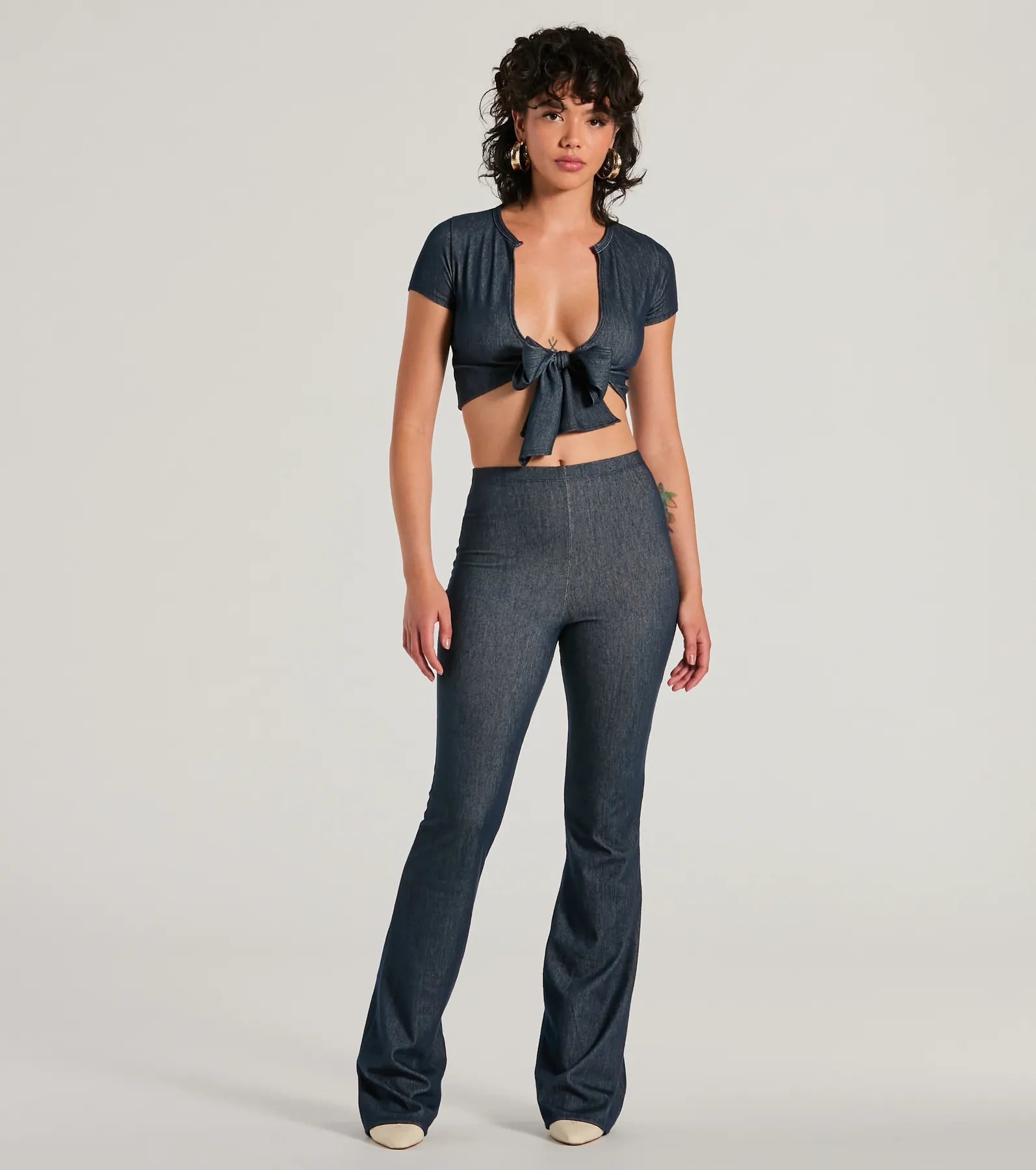 Fresh Wear Cause A Commotion High Rise Flare Denim Pants