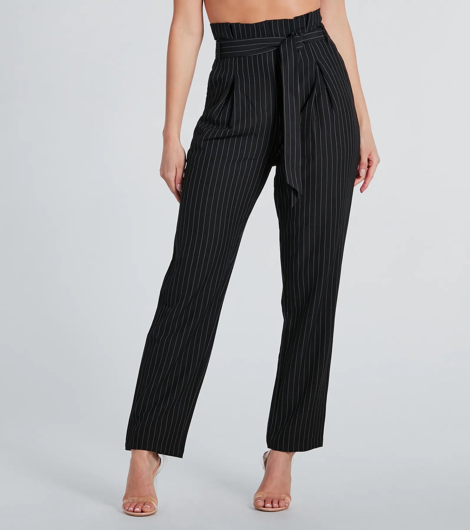 Casual Style Chic 'Fit Pinstripe Paperbag Dress Pants