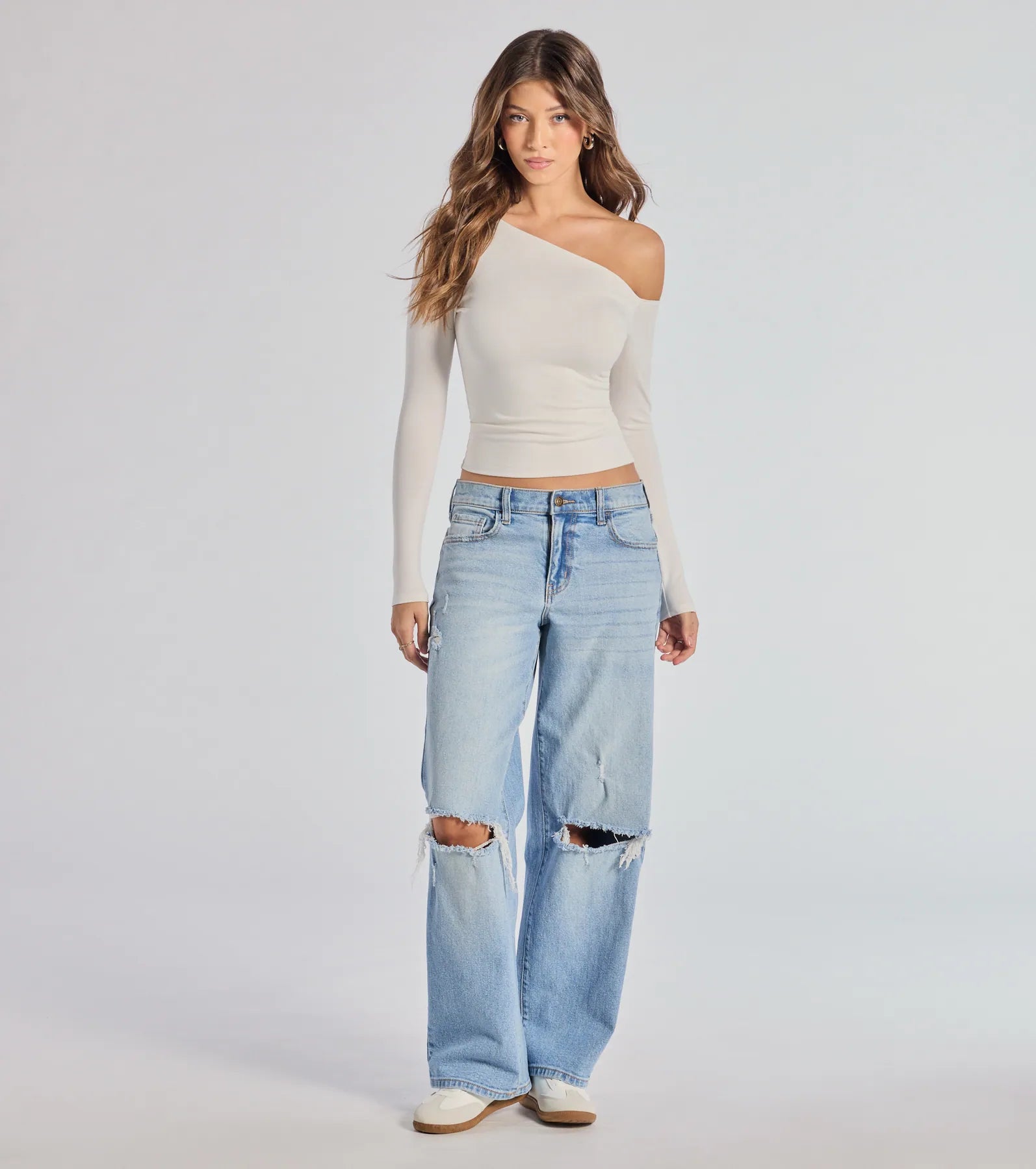Easy Chic Chill Vibes Only Baggy Destructed Denim Jeans