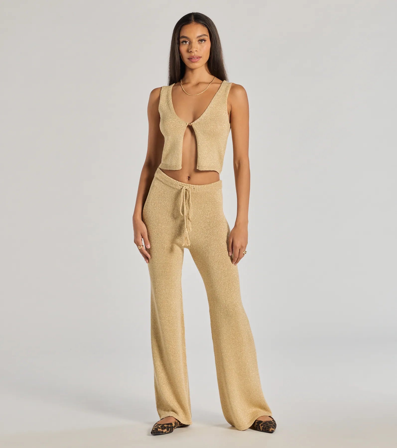 Weekend Comfort Cozy Luxe Lurex Knit Pants