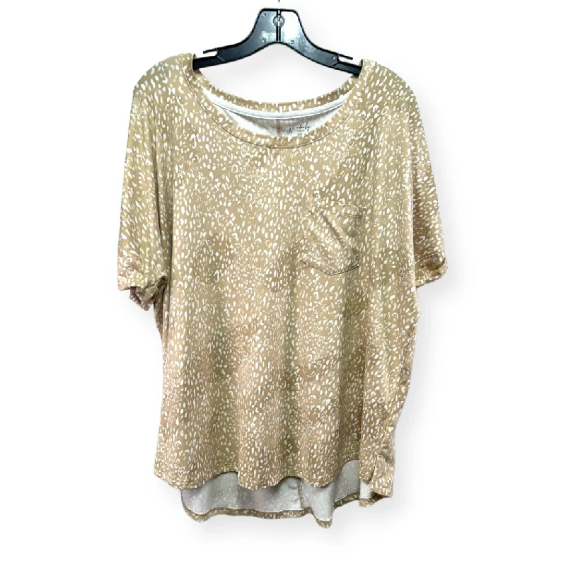 Relaxed Fashion Cream Top Short Sleeve Wonderly, Size 1x