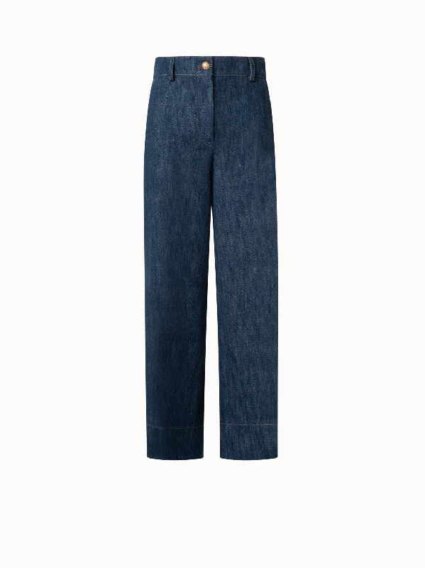 Chic Lounge Cropped Wide Leg Pants in Sailor Denim